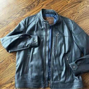 Peruzzi made in Italy Deep blue leather jacket IT 56 Genuine Leather Bomber